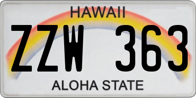 HI license plate ZZW363