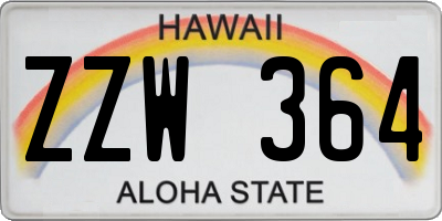 HI license plate ZZW364