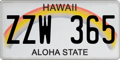 HI license plate ZZW365