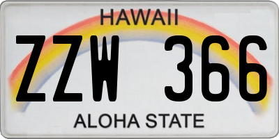 HI license plate ZZW366