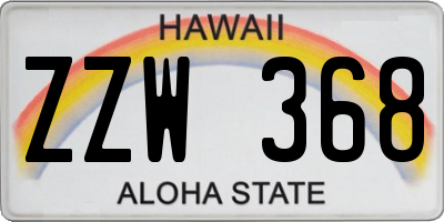 HI license plate ZZW368