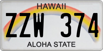 HI license plate ZZW374