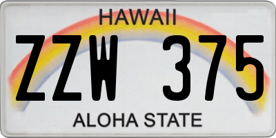 HI license plate ZZW375