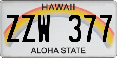 HI license plate ZZW377