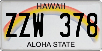 HI license plate ZZW378