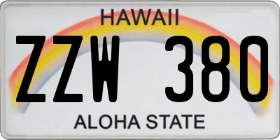 HI license plate ZZW380