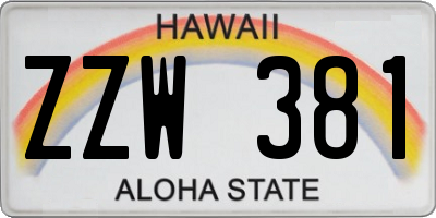 HI license plate ZZW381