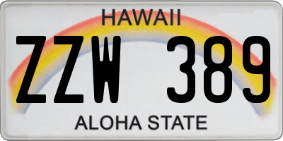 HI license plate ZZW389