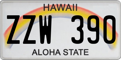 HI license plate ZZW390