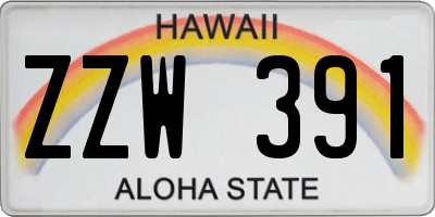 HI license plate ZZW391