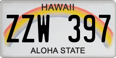 HI license plate ZZW397