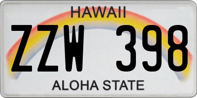 HI license plate ZZW398