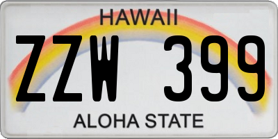 HI license plate ZZW399