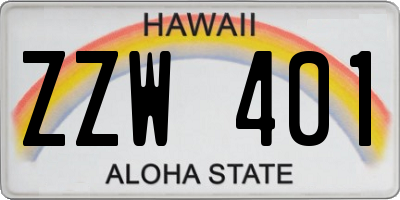 HI license plate ZZW401