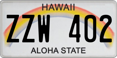 HI license plate ZZW402