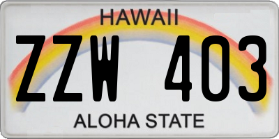 HI license plate ZZW403