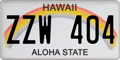 HI license plate ZZW404