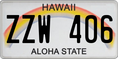 HI license plate ZZW406