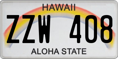 HI license plate ZZW408