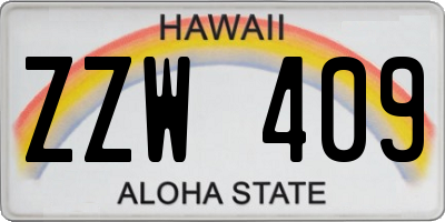 HI license plate ZZW409