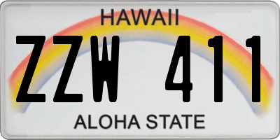 HI license plate ZZW411