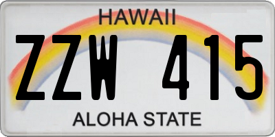 HI license plate ZZW415