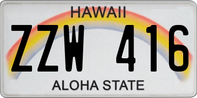 HI license plate ZZW416