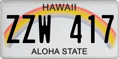 HI license plate ZZW417