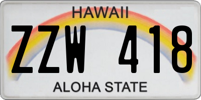 HI license plate ZZW418