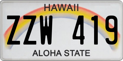 HI license plate ZZW419