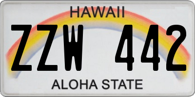 HI license plate ZZW442