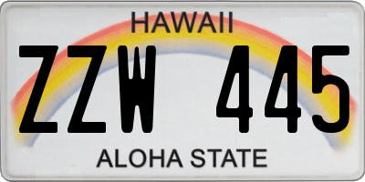 HI license plate ZZW445