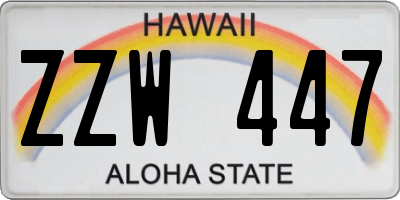 HI license plate ZZW447