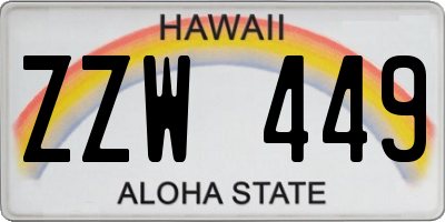 HI license plate ZZW449