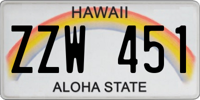 HI license plate ZZW451