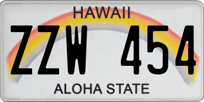 HI license plate ZZW454