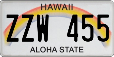 HI license plate ZZW455