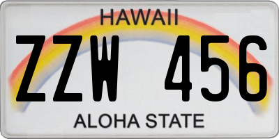 HI license plate ZZW456