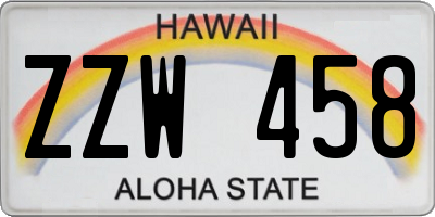 HI license plate ZZW458