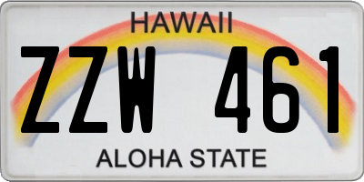 HI license plate ZZW461