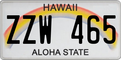 HI license plate ZZW465