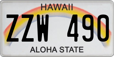 HI license plate ZZW490