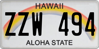 HI license plate ZZW494