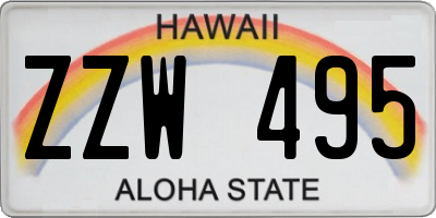 HI license plate ZZW495