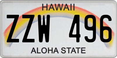 HI license plate ZZW496