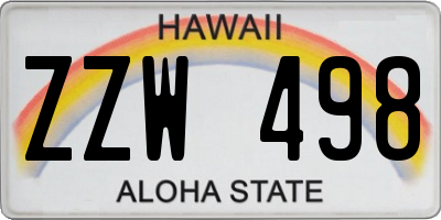 HI license plate ZZW498