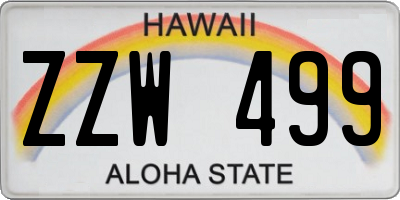 HI license plate ZZW499