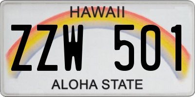 HI license plate ZZW501