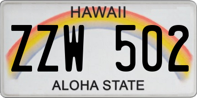 HI license plate ZZW502