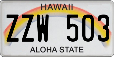 HI license plate ZZW503